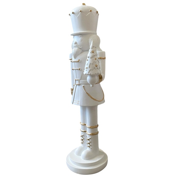 NICOLE MILLER 14in Christmas Nutcracker White & Gold Holiday Glam New - Picture 2 of 10